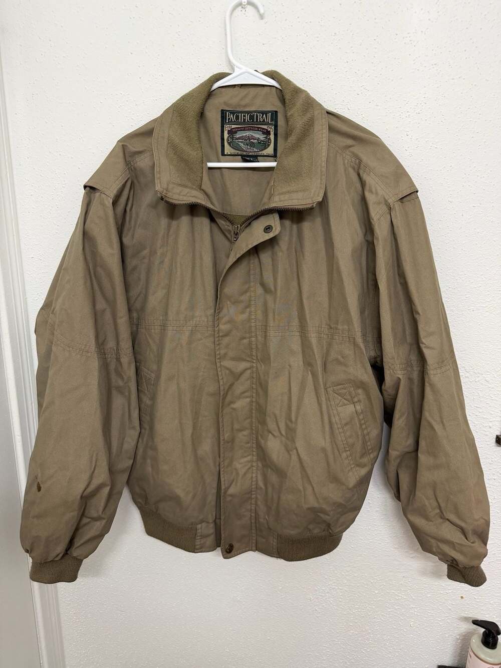 Pacific Trail Vintage Canvas Bomber Jacket Tan Size XL